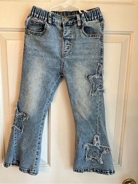 Girls' Light Blue Star Patch Flared Jeans